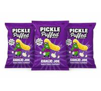 GRO VITS Garlic Joe Pickle Puffed Snacks (Pack of 3) - Zesty Garlic Pickle Flavour Crispy Puffed Snack, High Protein, Plant-Based, Never Fried, Light & Crunchy On-the-Go Snack