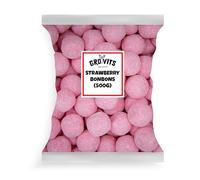 GRO VITS - Strawberry Bonbons Sweets | 500 Gram Bulk Bag | Dusted Bon Bons Chewy Retro Classic Assorted Pick and Mix Sweets for Parties, Gifts, and Sharing - 500g