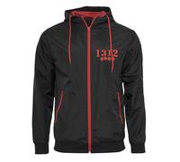 Grobe Jungs 1312 Cube Windrunner Windbreaker for Casuals Ultras Hooligans ACAB, black/red, L