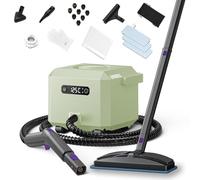 GROBELL Steam Cleaner: Fast 50-Sec Heat-Up Refill Anytime-No Cooling Multi Portable Handheld Steamer Mop for Home Car Upholstery Bed Furniture Bathroom Tile Grout Floor Cleaning Green