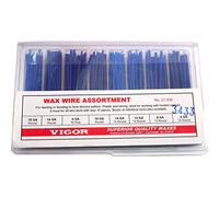 Grobet USA Wax Wires Jewelry Making Modeling Casting Assortment Shapes Wire - Blue, Round (10,14,18), Half Round (6,8,12,14), Half Pear (6), 4"L, 167°F Melt Temp