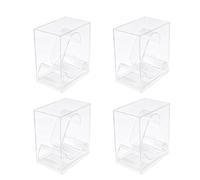 Grobo 4 Pcs Plastic Transparent Watch Box,Clear Modern Rectangular Single Watch Display Stand Holder,74x50x88mm