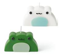 GROBRO7 2PCS Cute Frog Candle Danish Pastel Scented Room Decor, Cartoon Frog Shaped Pine Scent Aromatherapy for Desk Statues, Winter Christmas Festival Housewarming Gift Home Decor, Green White