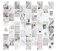 GROBRO7 50PCS Gery White Wall Collage Kit, Aesthetic Picture Indie Room Decor, Art Posters for Dorm Decor, Wall Art Prints for VSCO Girls Boys Bedroom, Aesthetic Photo Display