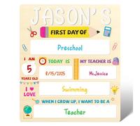 GROBRO7 69Pcs First & Last Day of School Chalkboard Sign, 57 Wooden Letters Name Reusable Back to School Building Personalized for Preschool Kindergarten Photo Prop Decoration Kid Room, 13.9 x 12 Inch