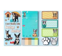 GROBRO7 Boston Terrier Sticky Notes - 550 Sheets I Just Really Like Boston Terrier Sticky Notes Set, Cut Pet Dog Self-Stick Memo Pads Animals Shaped Page Markers for Kid Student Teacher School Office