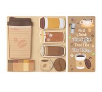 GROBRO7 Cartoon Sticky Notes Set - 550 Sheets Funny Coffee Shaped Self-Stick Notepads, Cute Drink Sticky Notes Novelty Paper Clips Writing Memo Pad Page Marker for Kid Home Office School Gift (Coffee)