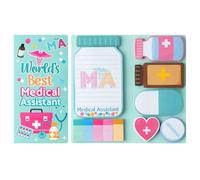 GROBRO7 Cartoon Sticky Notes Set - 550 Sheets Funny Self-Stick Notepads, Novelty Caplet Shaped Paper Clips Medical Sticky Notes Writing Memo Pads Page Marker for Kid Teacher Home Office Gift (MA)
