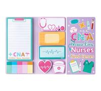 GROBRO7 Cartoon Sticky Notes Set - 550 Sheets Funny Self-Stick Notepads, Novelty Nurse's Cap Heartbeat Shaped Paper Clips Pink Nurses Writing Memo Pads Page Marker for Home Office School Gift (CNA)