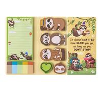 GROBRO7 Cartoon Sticky Notes Set - 550 Sheets Funny Self-Stick Notepads, Novelty Sloth Shaped Cute Animals Sticky Notes Paper Clips Writing Memo Page Marker for Kids Teachers Home Office Gift (Sloth)