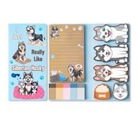 GROBRO7 Cute Dog Sticky Note Set - 550 Sheets I Just Really Like Husky Sticky Notes, Novelty Pet Dog Self-Stick Memo Pad Animal Shaped Page Marker for Kid Student Teacher School Office Stationery Gift
