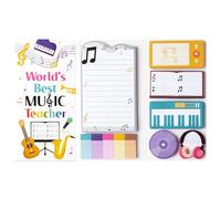 GROBRO7 Cute Sticky Notes Set - World’s Best Music Teacher Self-Stick Notes Pad, 550 Sheets Writing Memo Pages Sticky Notepad for Teacher Appreciation Gifts, School Office Supplies (Music Teacher)