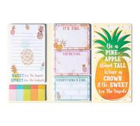 GROBRO7 Funny Inspirational Sticky Notes Set - 450 Sheets Motivational Pineapple Self-Stick Notepads, Novelty Writing Pads Paper Clips Page Marker for Kids Teacher Home Office School Gift (Pineapple)