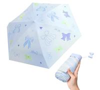 GROBRO7 Mini Travel Umbrella, Folding Pocket Umbrella with UPF50+ Protection, Bow Pattern Lightweight Compact 210T Black Rubber Cloth & 6 Alloy Ribs for Women Girls Gift, Sun, Rain, Windproof (Purple)