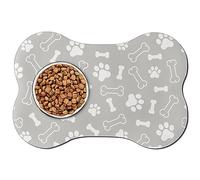 GROBRO7 Pet Feeding Mat Absorbent Dog Mats for Food Water Bowl, Quick Dry Easy Clean Pets Water Dispenser Mat Non Slip Comfortable Cats Puppy Supplies Dog Stuff Cat Accessories (Bones)