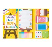 GROBRO7 Teacher Gift Cartoon Sticky Notes Set, 550 Sheets Drawing Board Paint Brush Shaped Self-Stick Notepads, Novelty Paper Clips Writing Memo Pad Page Marker for Appreciation Gift (Art Teacher)