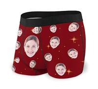 GROBTE Custom Funny Face Boxers, Personalized Underwear Shorts Christmas Day Valentine's Day Gifts for Men Boyfriend Father Husband