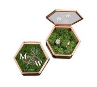 GROBTE Custom Hexagon Ring Box Engagement Ring Box Personalized Jewelry Storage for Proposal Bearer Box with Names & Initials Ring Holder Ring Organizer