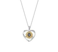 GROBTE Personalised Photo Projection Necklace Sunflower Flower Projection Necklace 100 Language Sunflower Heart Pendant Birthday Gift For Women