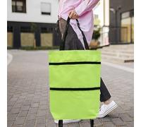 Grocery Bag With Wheels,Lightweight Foldable Tote Bag On Wheels - Large Capacity Organizer Cart Pouch for Picnics Home Camping Vacation Laundry Traveling Sports Schlepping