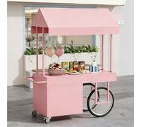 Grocery Cart with Wheels, Outdoor Display Stand with Canopy, Flexible Mobility, Sturdy and Durable, Suitable for Shopping Malls and Pedestrian Streets(Light pink,120x60 cm/47.2x23.6 in)