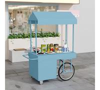 Grocery Cart with Wheels, Outdoor Display Stand with Canopy, Flexible Mobility, Sturdy and Durable, Suitable for Shopping Malls and Pedestrian Streets(Blue,120x60 cm/47.2x23.6 in)