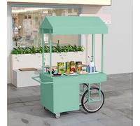 Grocery Cart with Wheels, Outdoor Display Stand with Canopy, Flexible Mobility, Sturdy and Durable, Suitable for Shopping Malls and Pedestrian Streets(Cyan,120x60 cm/47.2x23.6 in)