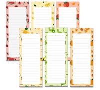 Grocery List Magnet Pad for Fridge, 6-Pack Magnetic Note Pads Lists, 60 Sheets Per Pad, 6 Cute Fruit Designs, Full Magnet Back to-Do-List Notepads
