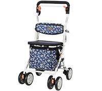 Grocery Shopping Cart for Elderly, Folding Rollator Walker with Break System & Foam Handle, Utility Cart with Soft Backrest, Seat and Shopping Bag Thoughtful