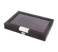 GROCKSTR 1 Piece Wood Pen Display Box Deluxe Pen Case with Key Transparent Window Fountain Storage Showcase Organizer- 12 Slots