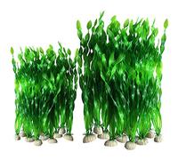 GROCKSTR 20PCS Artificial Decorative Plastic Aquarium Fish Tank Decoration Plastic Plants (20Pcs Green)
