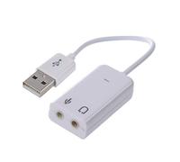 GROCKSTR 3.5mm Microphone Earphone Socket USB 2.0 Sound Card Speaker Audio White
