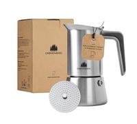 Groenenberg Moka Pot Induction| Espresso maker 6 Cup (300ml) incl. reducer filter I Stainless steel I Stovetop Moka pot + replacement seal