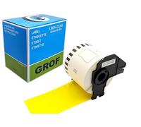 GROF - 1 Roll DK-22205 Yellow Continuous Shipping Labels Label Roll Compatible with Brother - 62 mm x 30.48 m, 1 Coloured Labels Yellow for Brother QL Label Printers
