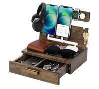 Grogife Gifts for Him, Bedside Organiser for Brother Partner Husband Men, Bed Organiser Presents for Him Man Boyfriend Dad Daddy, Phone and Watch Docking Station