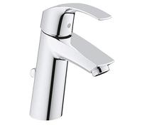 GROHE Eurosmart - Basin Tap with Pop-Up Waste Set (Medium High Spout, Metal Lever, Water Saving Technology, 28 mm Ceramic Cartridge, Tails 3/8 inch), Size 169 mm, Chrome, 23322001