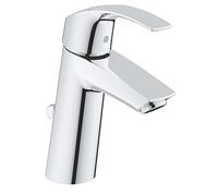 GROHE Eurosmart - Basin Tap with Pop-Up Waste Set (Medium High Spout, Metal Lever, Water Saving Technology, 28 mm Ceramic Cartridge, Tails 3/8 inch), Size 169 mm, Chrome, 23322001