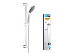 GROHE Vitalio Joy 110 Massage - 3 Spray Hand Shower Set (Water Saving 9.5 l/min flow Limiter Hand Shower 11 cm, Universal Shower Rail 60 cm, Silver Twist Stop Shower Hose 1.75 m), Chrome, 27333000