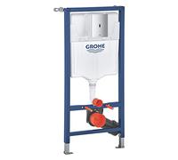 GROHE 3-in-1 Set for WC - Solido Installation System for Wall-Hung Toilet (Frame 1.13m, Tectron BAU E Infra-Red Flush Plate in Chrome, Battery Powered, Flushing Cistern 6l-9l, Wall Brackets), 39883000