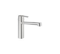 GROHE Get - Kitchen Sink Mixer Tap (Monobloc Installation, Single Lever, Medium High Spout, 35 mm Ceramic Cartridge, Swivel Area 140°, Tails 3/8 Inch), Size 200 mm, Supersteel, 30196DC0