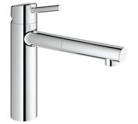 GROHE 31129001 Concetto Kitchen Tap (High Spout with Pull-Down Spray Head, 100 Degree Swivel Range and Starlight), Medium