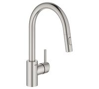GROHE 32665DC3 Concetto Dual Spray Pull-Down Kitchen Faucet, Super Steel Infinity Finish