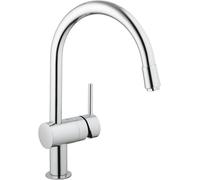 GROHE Minta - Single lever kitchen mixer L-Size with Swivel Spout and pull-out spray chrome