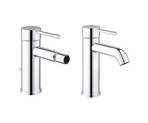 GROHE 32935001 Essence New Single-Lever Bidet Mixer Tap with Drainage Fitting - Chrome + Grohe Single-Hand Sink Battery, DN 15 Smooth Body, Grey, 23590001