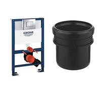 GROHE 38773000 Rapid Sl 3-in-1 Set for Wall-Hung Toilet, 0.82 m (Wall Brackets and Skate Cosmopolitan Chrome Flush Plate) & 42766000 Chrome Rapid SL 3 Inch Distance Pipe for Rapid SL Frames