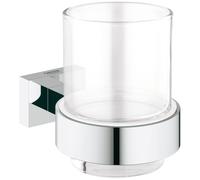 Grohe 40755001 Essentials Cube Glass Holder with Glass Silver