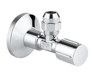 GROHE Angle Valve with Ergonomic Metal Handle, Incl Metal Push-On Escutcheon (Wall Connection 1/2" and Outlet Thread 3/8"), Chrome 22037000