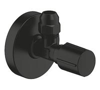 GROHE Angle Valve with Ergonomic Metal Handle (Included Metal Push-On Escutcheon, Wall Connection 1/2 Inch and Outlet Thread 3/8 Inch), Matt Black, 220732430