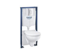 Grohe Bau Ceramic Rapid SL 5-In-1 Wall Hung Toilet Frame With Cistern - Moon White/Blue