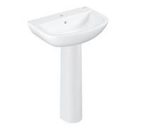 Grohe Bau Gloss White Oval Floor-Mounted Full Pedestal 1 Tap Hole Basin